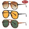 3pcs New Simple Style Square Sunglasses Vintage Large Frame Multi Color UV400 Eyeglasses Outdoor Personalized Glasses Unisex