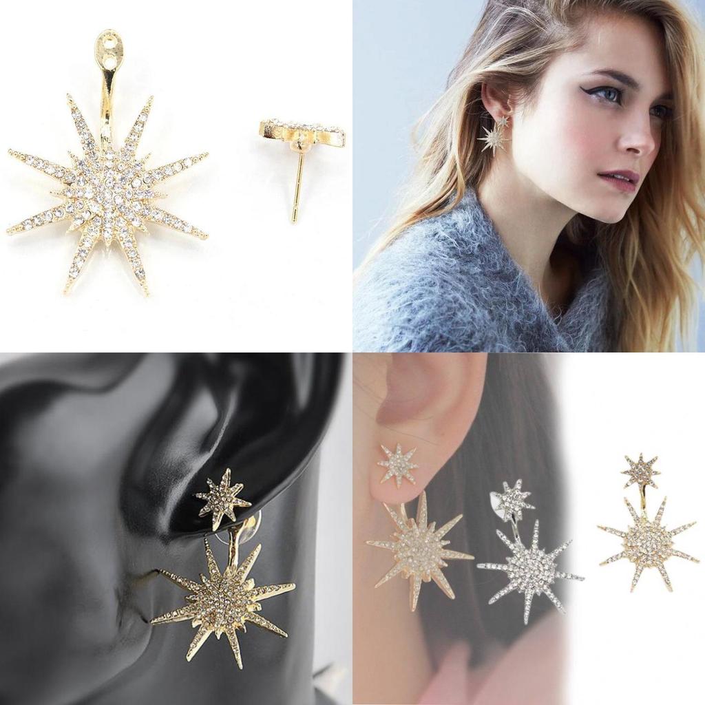 Trendy Alloy Star Shaped Earrings Fashionable Rhinestone Studs 2022 Spring Style