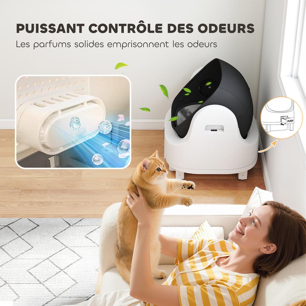 Self-cleaning Cat Litter Box Automatic Cat Litter Tray Open Odor Isolation/safety Protection White