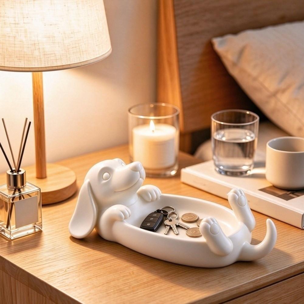 Cute Dachshund Storage Tray 3D Printed Key Holder Multi-functional Jewelry Storage Tray Home Decor