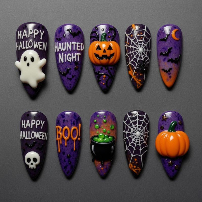 Halloween 3D Scary Almond-Shaped Funny Nails Collection
