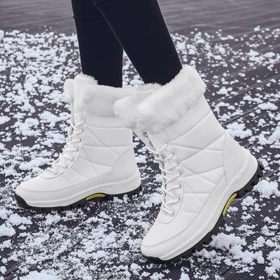 White Ankle Boots Women Winter Shoes Keep Warm Non-slip Black Snow Boots Ladies Lace-up Plus Size 40 Grey Boots