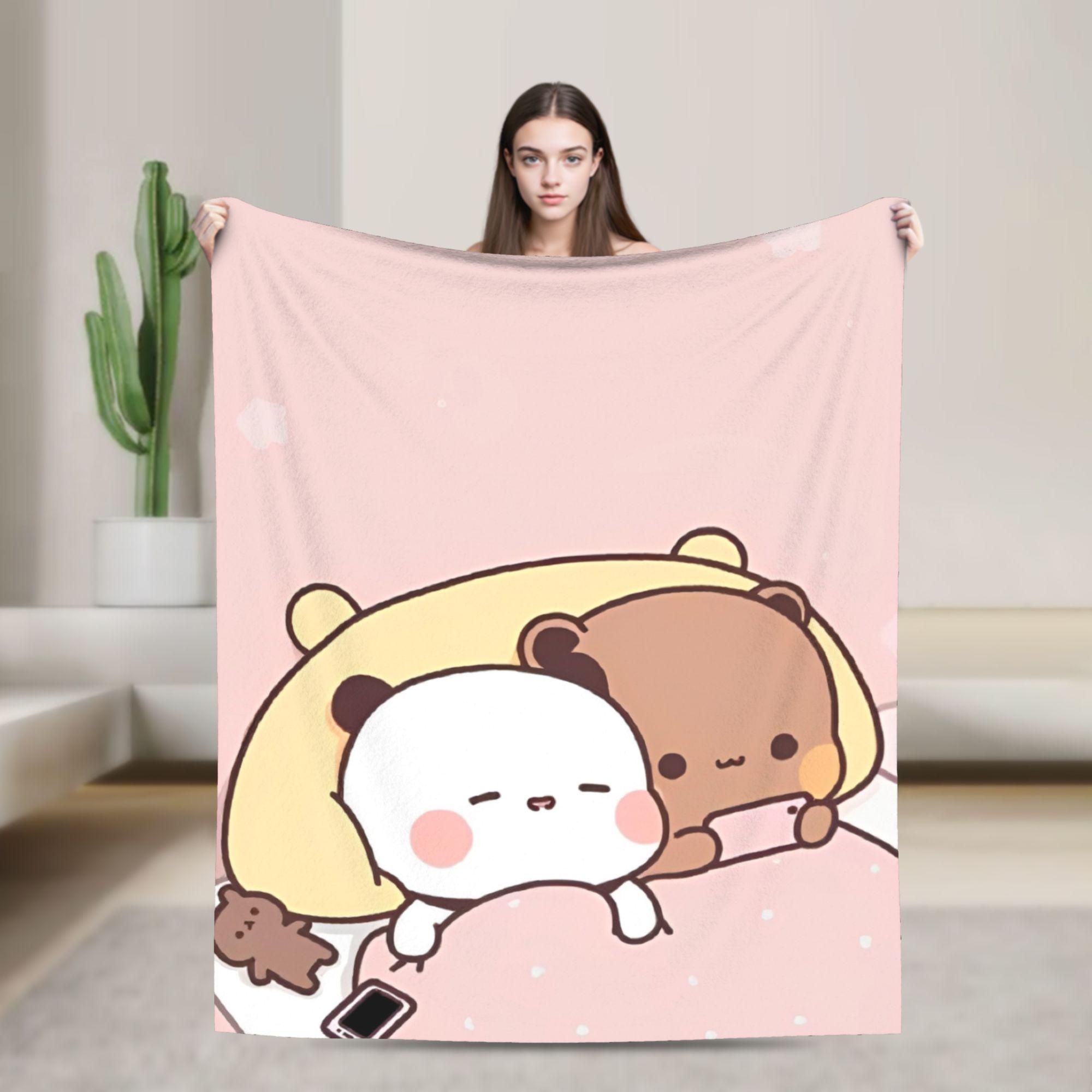 Coperta Bubu e Dudu Velluto Panda e Orso Brownie Coppia Coperta Calda per Biancheria da Letto Divano Tappeto Letto