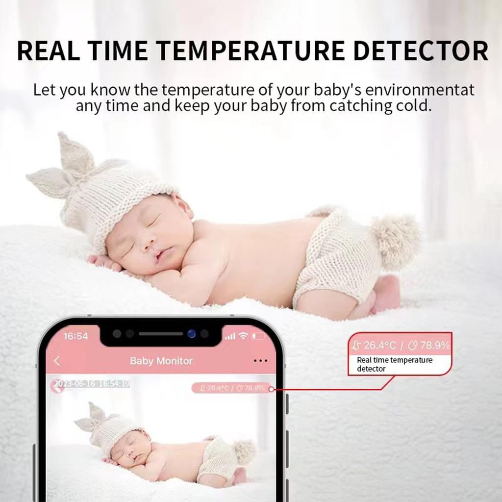 4 Million HD Baby Monitor Wireless WiFi Remote Two-Way Voice Intercom Cry Detection