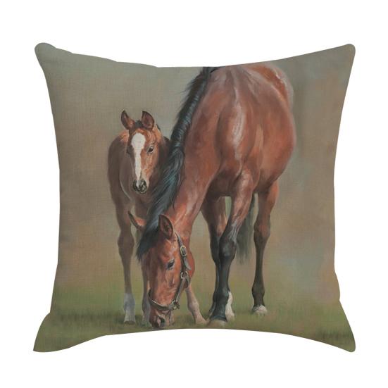 

Реалистичный принт лошади из хлопка и льна, квадратный чехол для подушки, домашний декор, наволочка 10#