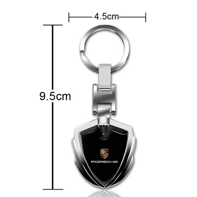 1Pcs Car Emblem Stying Metal Key Rings Shield Shaped Keychain For Porsche Cayenne Panamera Macan Boxster 911 Carrera-GT 944 918 917