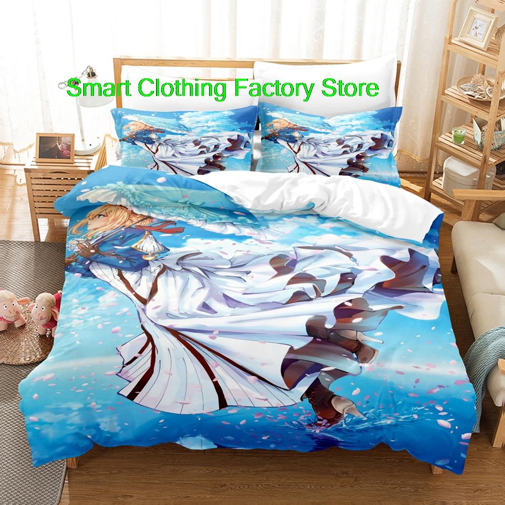 Comforter Single Twin Full Queen King Size Bed Set Teenagers Bedroom s Fashion Bed Violet Evergarden Bedding Set