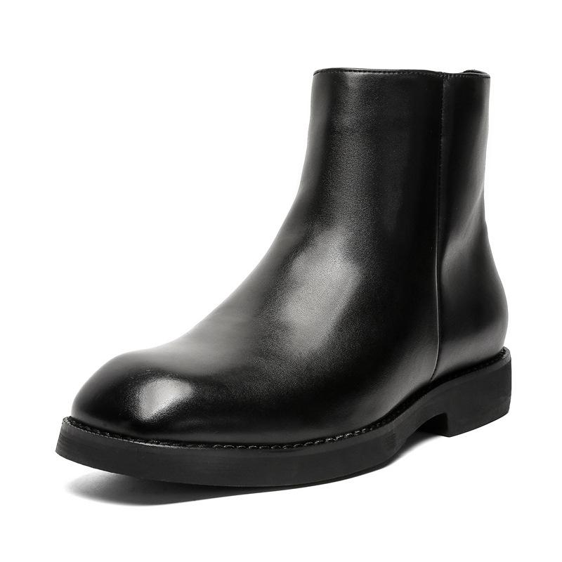 Men Fashion Original Leather Boots Square Toe Designer Shoes Cowboy Platform Ankle Boot Autumn Winter High Chelsea Botas Hombre