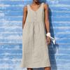 Summer Boho Dress Women Casual Cotton Linen Sleeveless Large Size Holiday Fashion Spring Dress