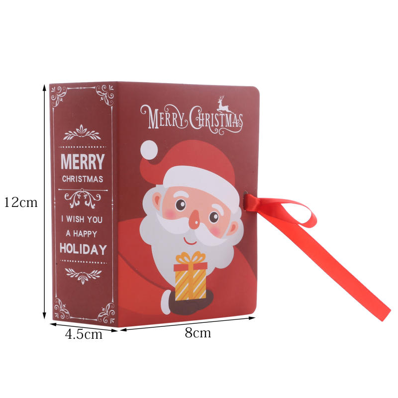 5 Stück Buchform Frohe Weihnachten Süßigkeitenboxen Tasche Weihnachten Weihnachtsmann Geschenkbox Party Dekorationszubehör Weihnachts-Plätzchenbox