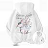 Unisex American Sakura Graffiti Fleece Hoodie for Spring/Autumn, Heavyweight Casual Wear for Teens, Students, Couples