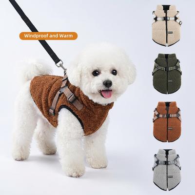 Winter Hundegeschirr Jacke - Mit Fleece gefütterte dicke warme Haustierweste mit Leinenöse für den Außenbereich