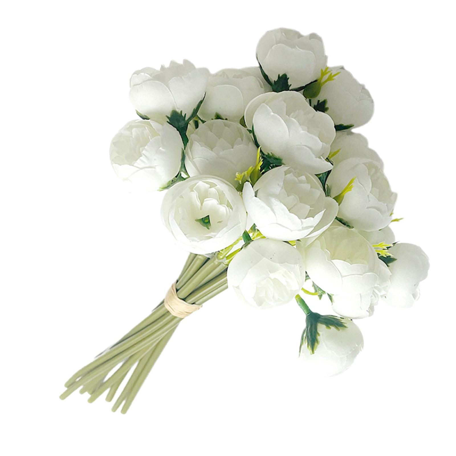 

Simulation 27 Tea Roses Single Hand Tied Peony European Home Decoration Wedding Bouquet Photography Props One Size белый