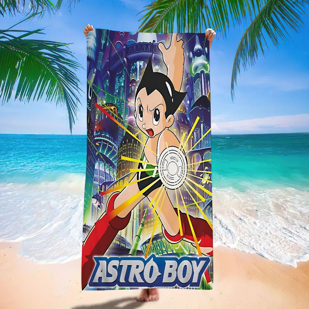 Retro A-Astro Boy Iron Microfiber Blanket Quick Drying Beach Towels Oversized Printing Super Absorbent Pool Towel Blanket