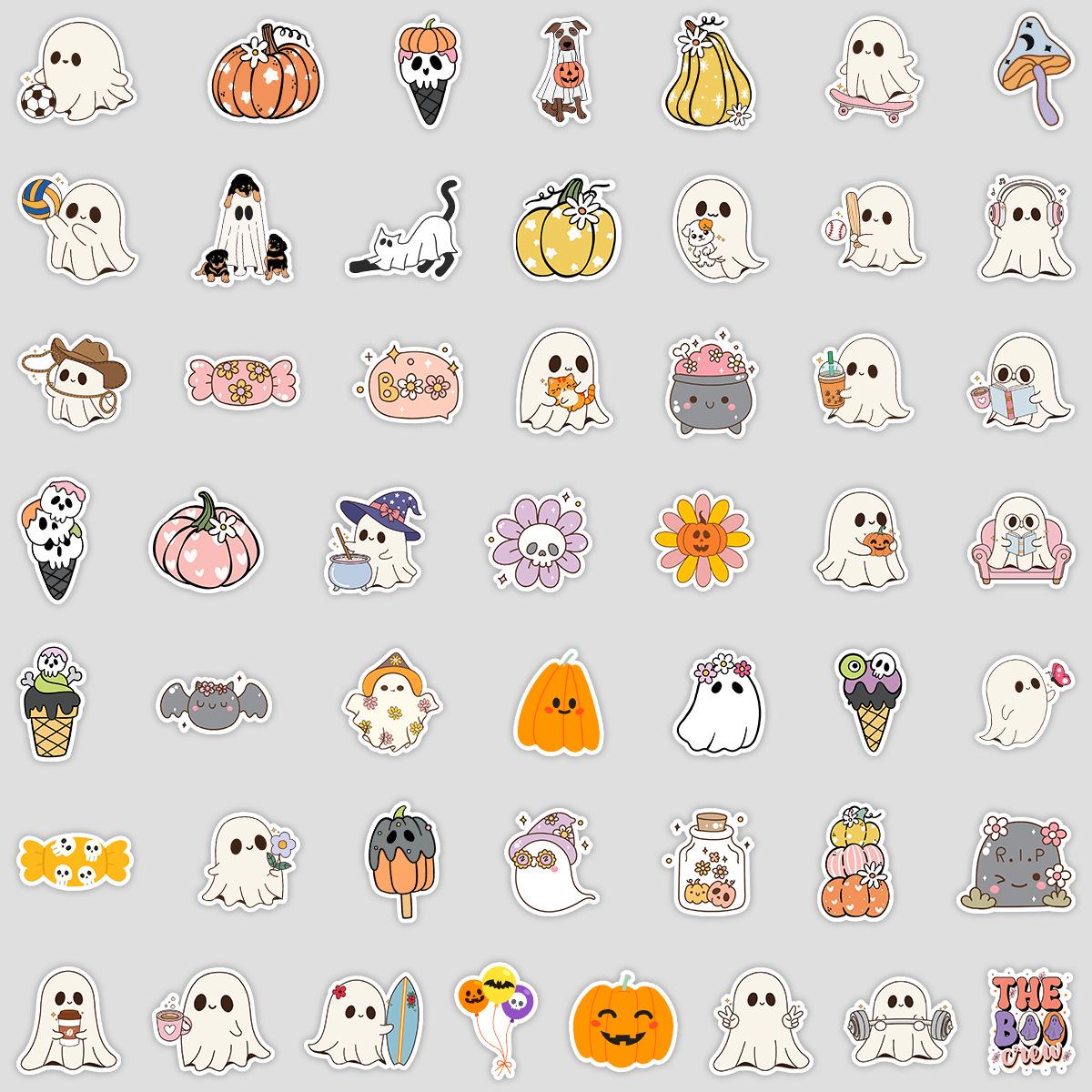 50PCS Cute Halloween Ghost Cartoon Stickers for Luggage Decoration