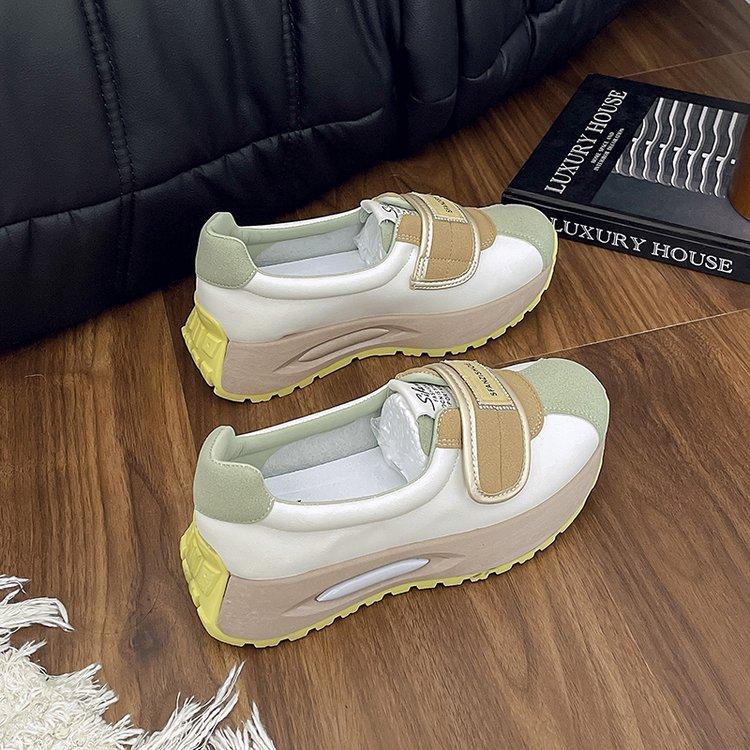 Thick-soled heightening single shoes women's spring 2025 new heightening breathable Velcro sports and leisure shoes nis versatile