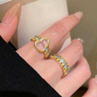 Dripping Oil Gourd Lace Opening Ring, National Style Temperament, Advanced Sense, Index Finger Ring, Versatile Light Luxury Niche Jewelry