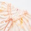 Fenteng [100% cotton outerwear] Summer new lace V-neck romantic short sleeved seven quarter pants pajamas women's home wear