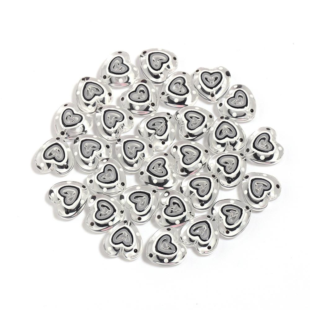 5pcs Lampwork Heart Beads 12mm Colorful Hand Painted Glass Loose Beads For Jewelry Making DIY Necklace Phone Chain Accessories