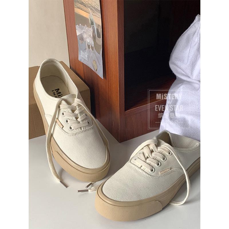 Milk Tea Color Canvas Shoes Women's Ulzzang Versatile Casual Little White Shoes Student Retro Board Shoes MIS-620