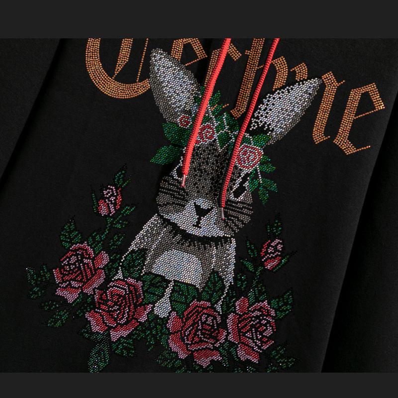 Dámská mikina s kapucí nadměrné velikosti - Podzim/Zima, Volný střih, Dlouhý rukáv, Trendy design s nápisem, Americký styl bez chloupků.