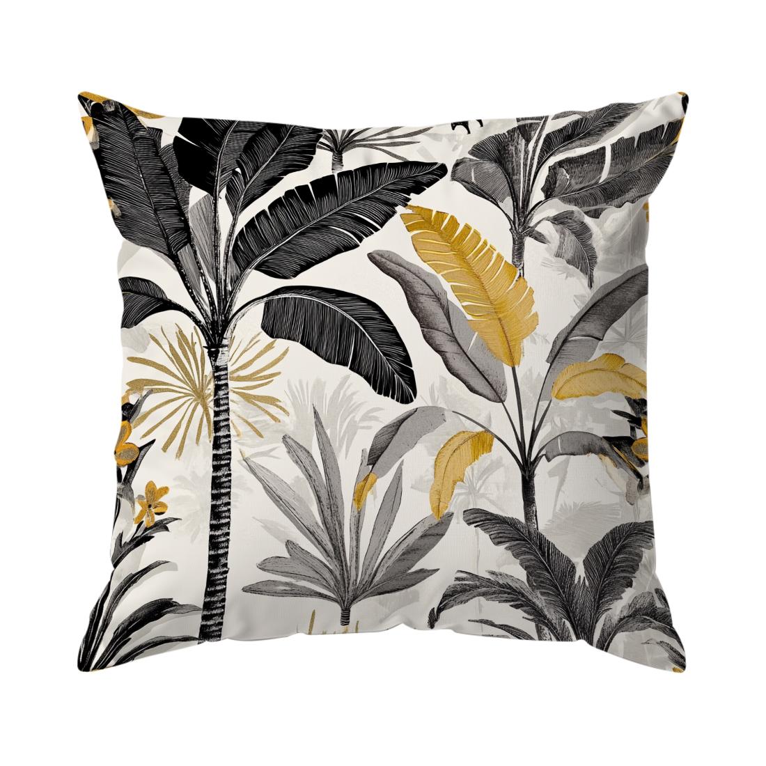 Motif jungle tropicale Coussins Housse de coussin Housse de coussin en polyester Coussin d'appoint Décoration de canapé Housse de coussin Décoration intérieure 45x45cm