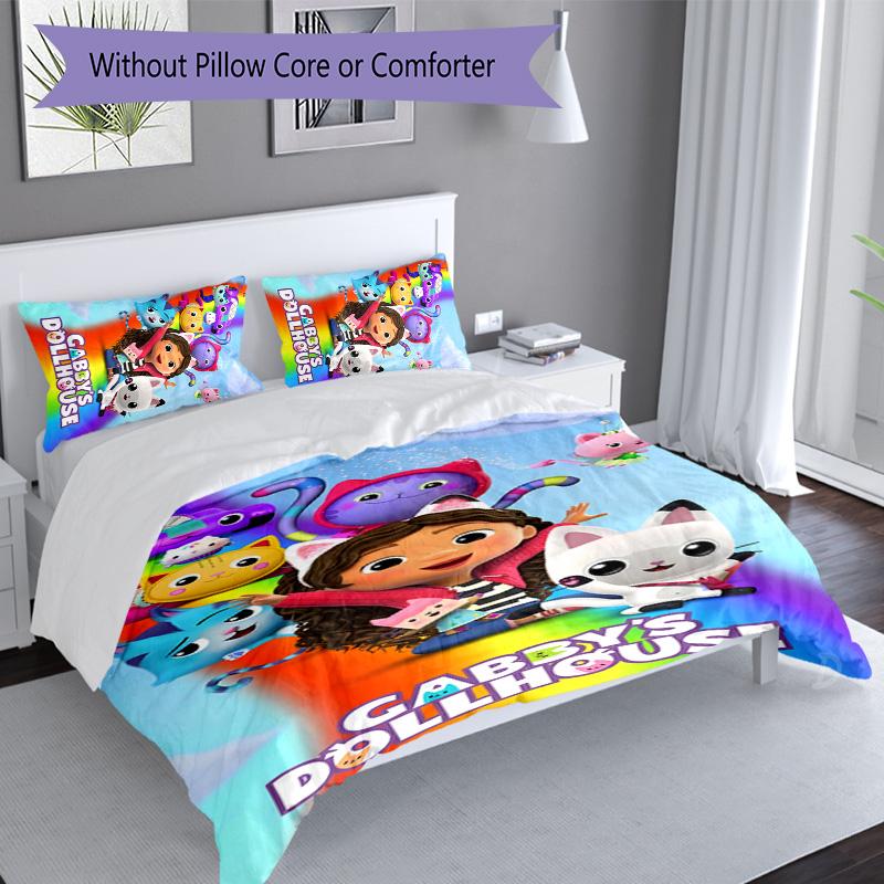 3pcs Gabby's Dollhouse2 pattern bedding set duvet cover set includes duvet cover &pillowcases, perfect all season bedroom decoration & gift
