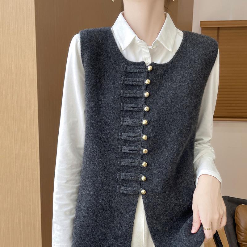 Women's Round Neck Sleeveless Wool Vest - 100% Pure Wool, High-End Feel, Perfect for Layering