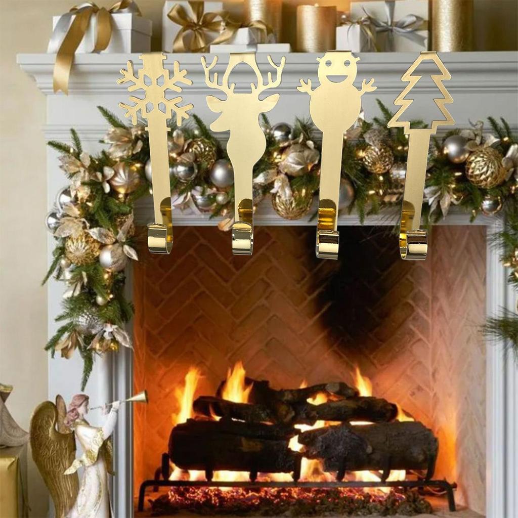 Christmas Stocking Hangers 4 Pieces Heavy Duty Non-Slip Christmas Ornaments Clips Garland Hanger Stocking Holders For Home
