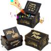 Music Potter Black Box Engraved Wooden Music Box Interesting Toy Gift Xmas