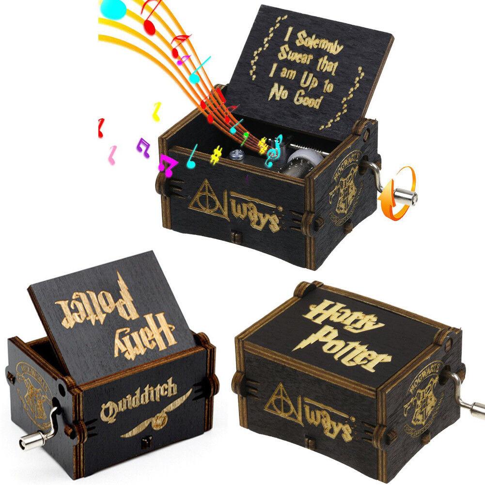 Music Potter Black Box Engraved Wooden Music Box Interesting Toy Gift Xmas