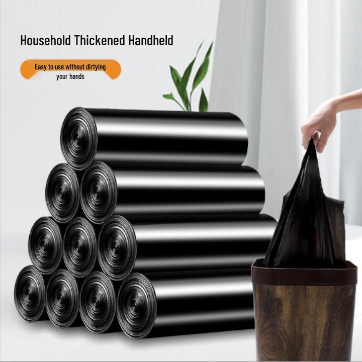 Durable Thickened Black Kitchen Garbage Bags - Portable and Disposable.