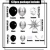 137Pcs Black and Silver Balloon Wreath Arch Set for Birthday, Wedding, Graduation, Anniversary, Graduation Party Decoration