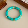 Jewelry Acrylic Acrylic Bracelets Leopard Print Splicing Bamboo Curved Tube Bangle Stretchy Color Blocking Boho Bracelets Girls