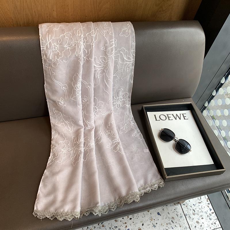 Silk Scarf Women'S Summer National Style Retro Versatile Three-Dimensional Printing Long Yarn Air Conditioner Scarf Cotton And Linen Feel Sunscreen