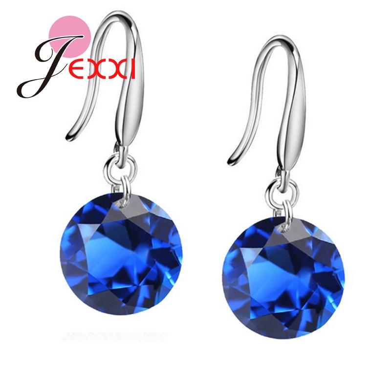 lose Money Classic Genuine 925 Sterling Silver Drop Earrings with 8 Colors Crystals CZ Women Wedding Party Gifts Brincos