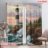 2pcs 2D Flat Printing Window Treatment Curtains Faith Lighthouse Ocean Waves Fabric Without Electricity 0 Perfect for Outdoor