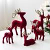 Christmas Reindeer Figurines with Glittered Antler and Feet Artificial Animal Crafts Tabletop Ornament Home Decoration