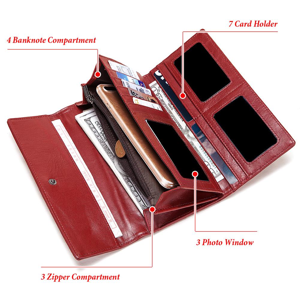Humerpaul Women Wallet New Style Female Fashion Money Bags Cow Leather Card Holder Clutches Tri-fold Handy Purse High Capacity