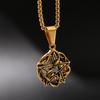 Gold & Silver Vine-Wrapped Inverted Pentagram Square Bead Choker Necklace - 304 Stainless Steel
