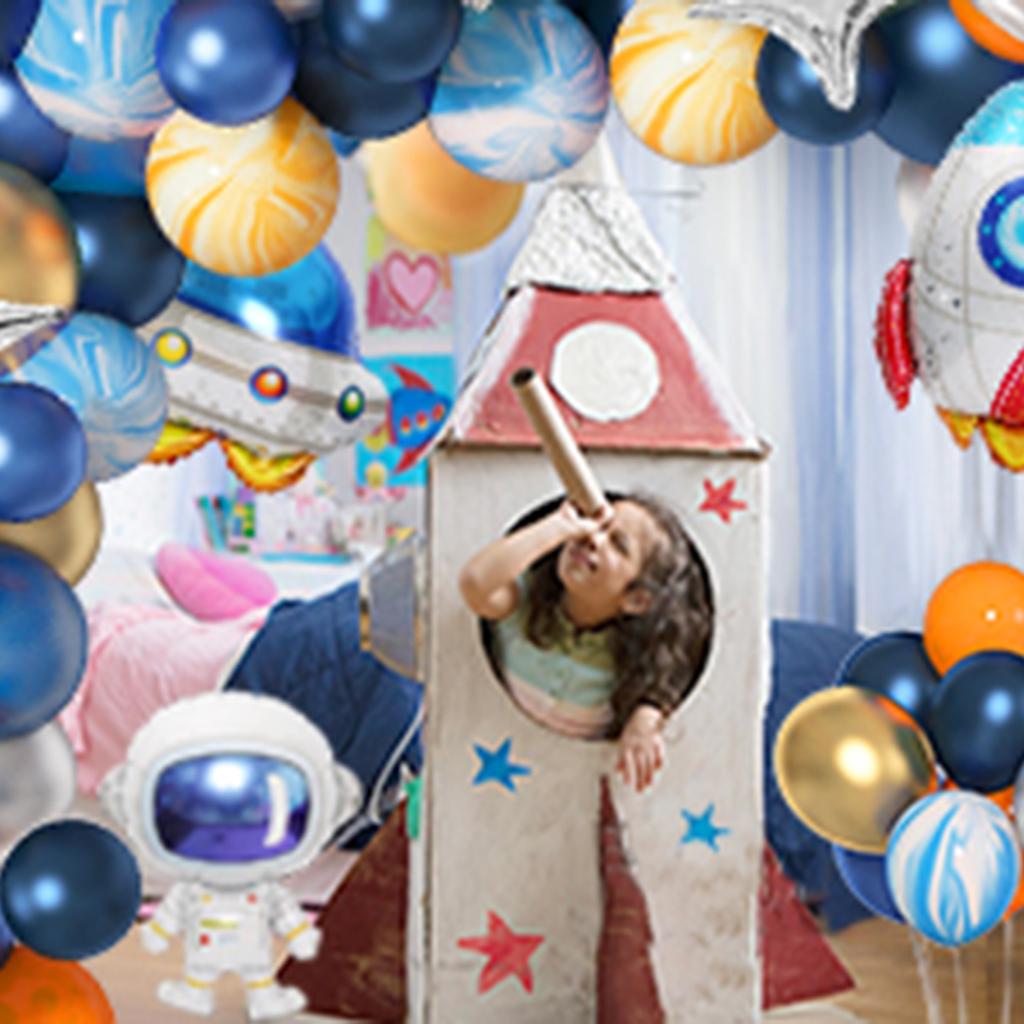 Weenkeey 7 anni Astronauta Razzo Palloncini Compleanno Spazio Esterno Palloncini Festa Jumbo Spaceman Palloncini Argento Numero 7 Elio Palloncino Stella Palloncino per Decorazione Festa Compleanno