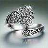 1 Women's Open Ring Vintage Fashion Butterfly Floral Thumb Ring Bohemian Adjustable Open Ring Multifunctional Free-Style Ring Women's Gift Suitable