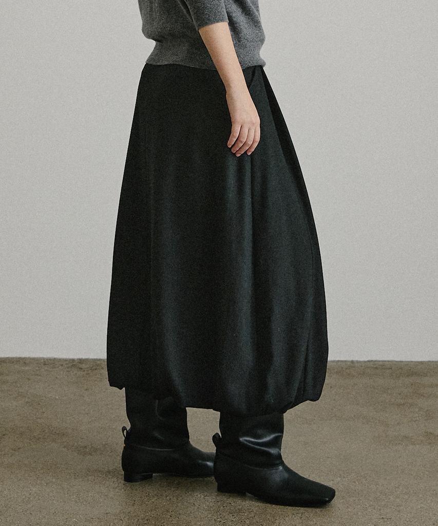 Artid Wool Belted Balloon Skirt_Black
