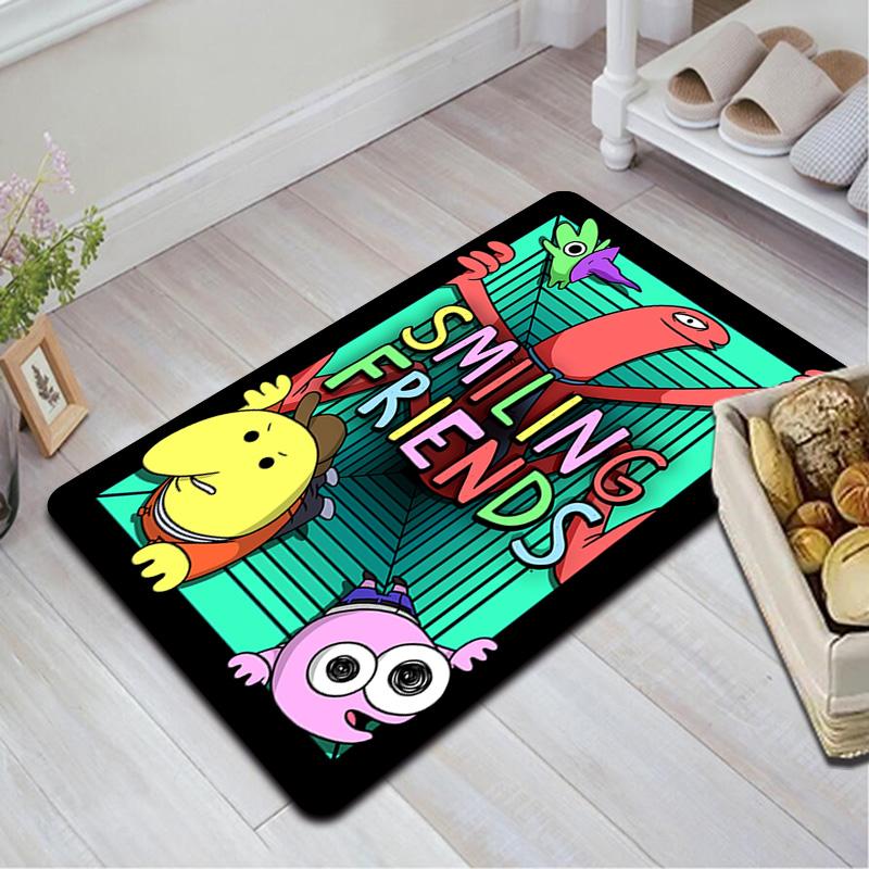 Anime Smiling Friends Rug Floor Mat for Living Room or Bedroom Soft and Comfortable Carpet a Gift for Birthday and Holiday.