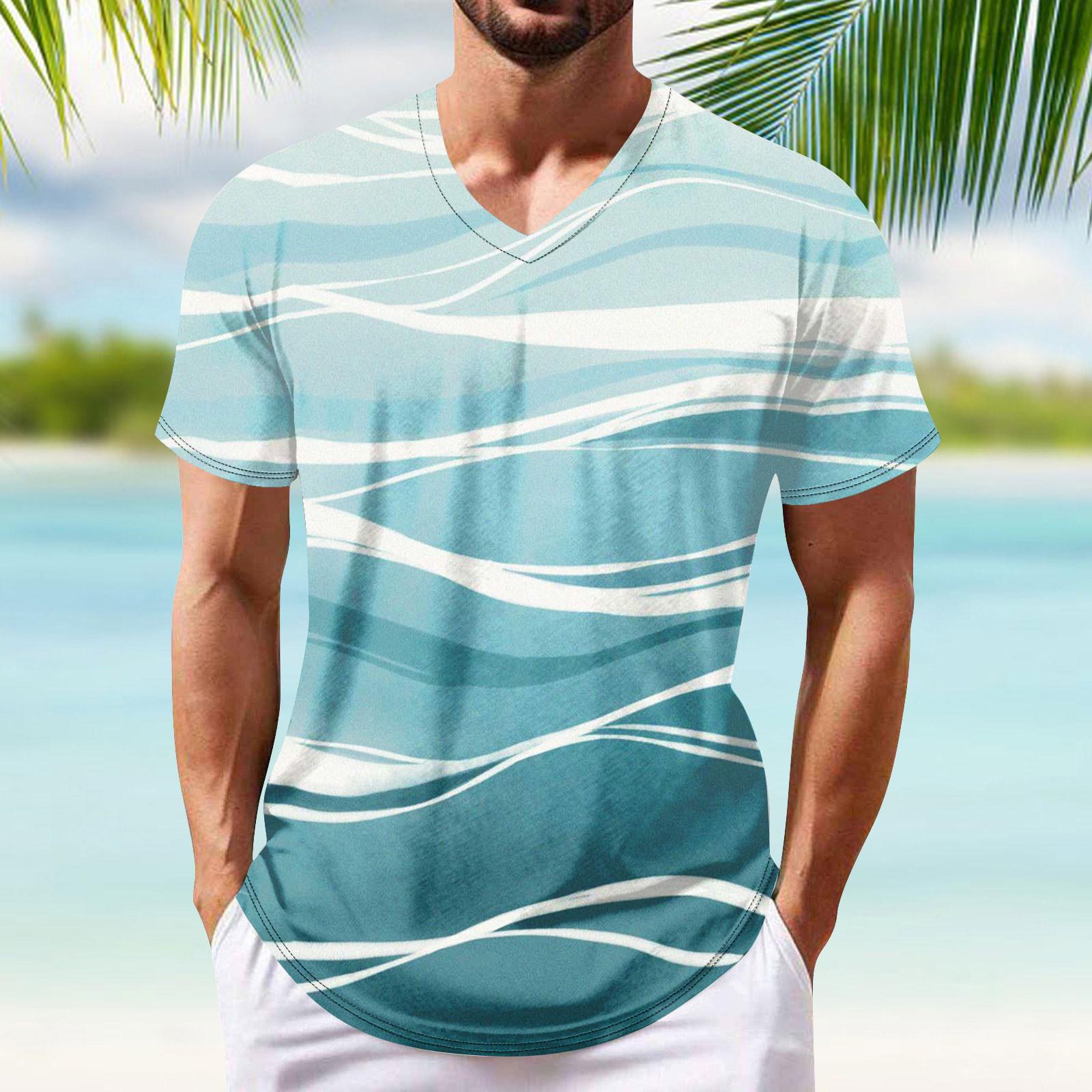 

Летняя мужская популярная футболка с v-образным вырезом и короткими рукавами с принтом M белый