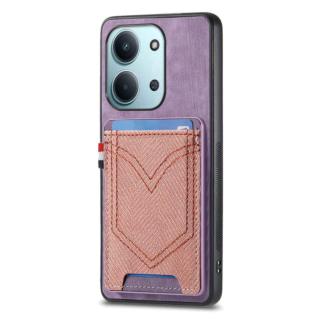 Phone Case For Xiaomi Redmi 15C 4G (EU) (173mm)/15C 5G (EU) (173mm) Retro Jean Cloth Texture Leather Back Cover with Card Holder