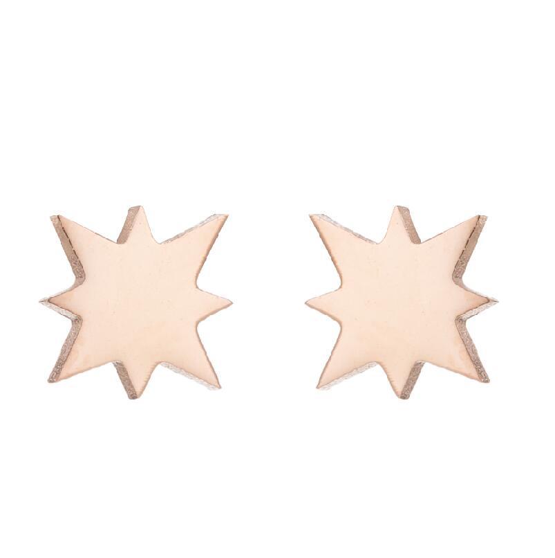 Minimalist Stainless Steel Heart & Sunflower Star Stud Earrings - "I Love You" Gesture
