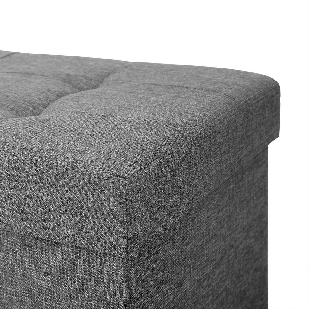 SONGMICS Storage Ottoman, Padded Foldable Bench, Chest with Lid, Solid Wood Feet, Space-Saving, 65L Capacity, Holds Up To 300 Kg, for Bedroom
