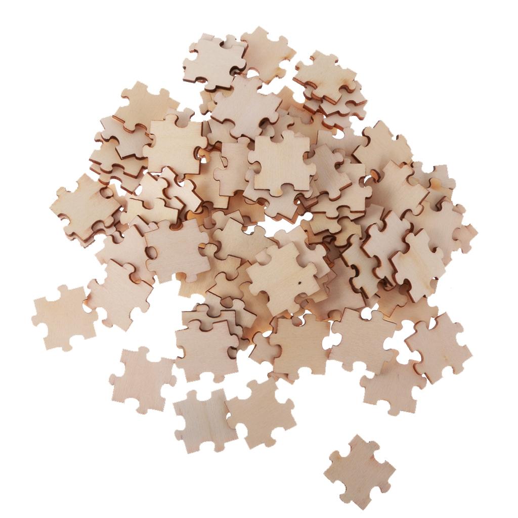 

100 шт. деревянные вырезы в форме головоломки украшения для детей DIY художественные промыслы