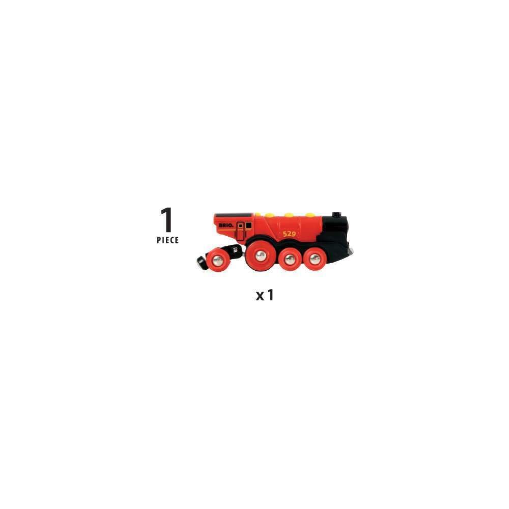 Brio Mighty Action Electric Train Set with Sound and Light 33592, Switchable Manual and Electric, Wooden Toy for Ages 3+